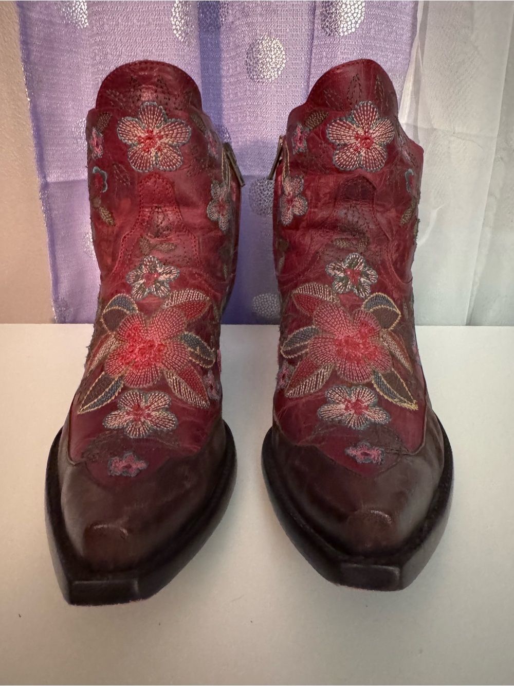 Old Gringo Red Floral Embroidered Ankle Boots